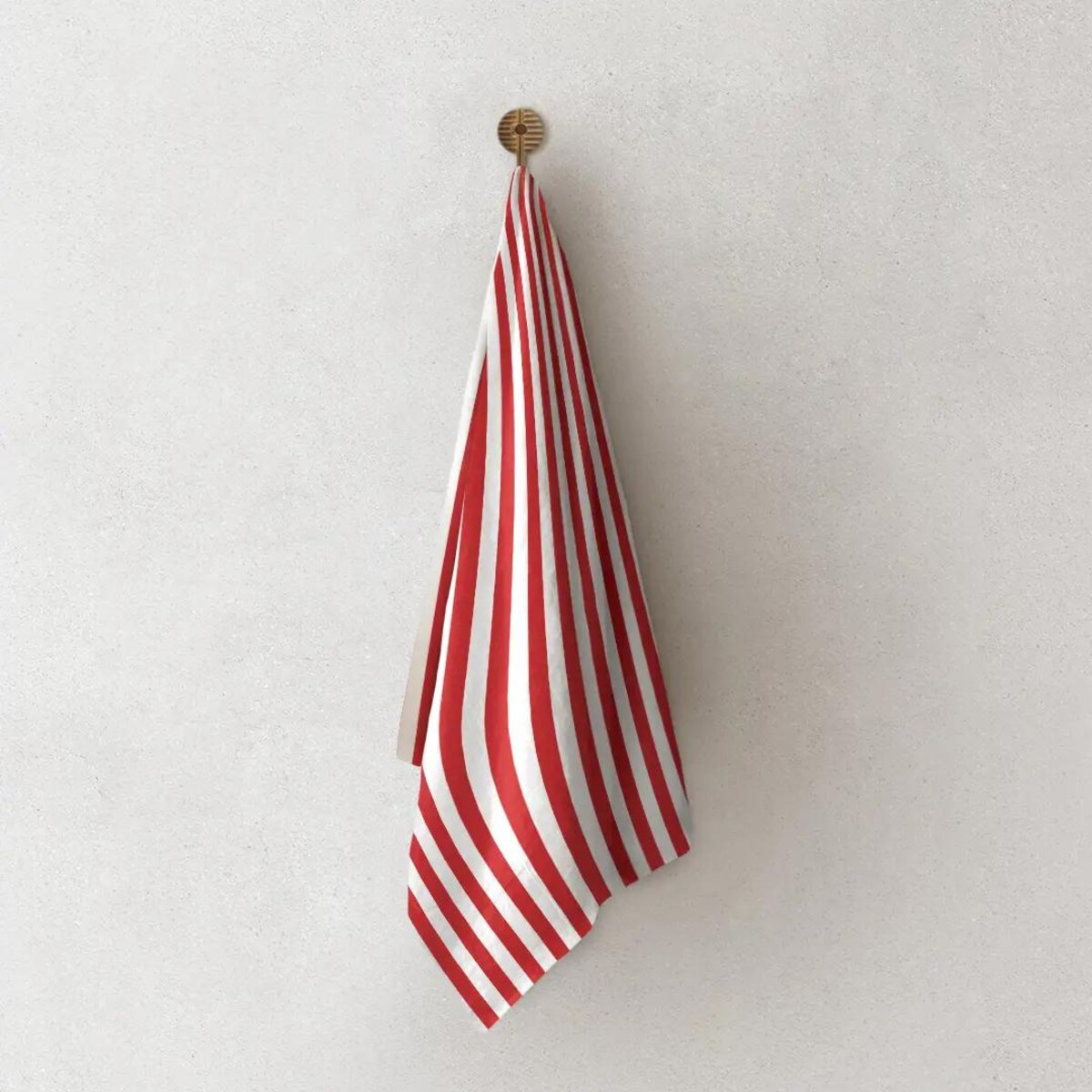 Lniany ręcznik kuchenny - czerwone paski - 2 cm