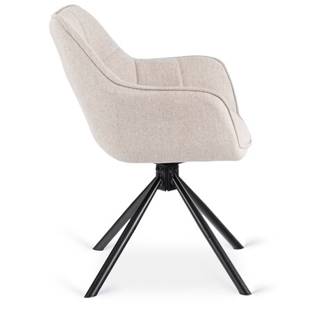 Krzesło Tapicerowane Obrotowe Kubełkowe Do Jadalni Salonu Beżowe PEONY 2