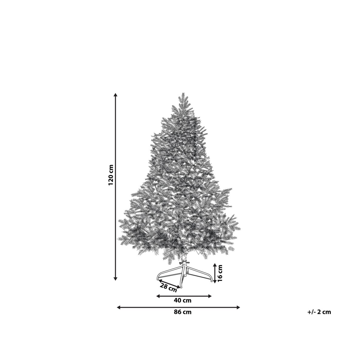 Ośnieżona sztuczna choinka ze światełkami 120 cm biała TATLOW
