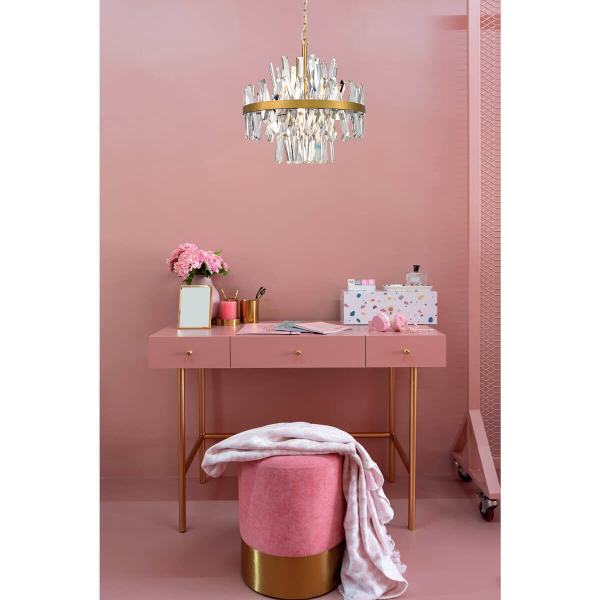 Żyrandol glamour Constantinople P0567-08C-7GAC Zumaline złoty przezroczysty