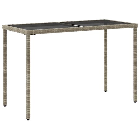 vidaXL Stół ogrodowy ze szklanym blatem, jasnoszary, 115x54x74 cm