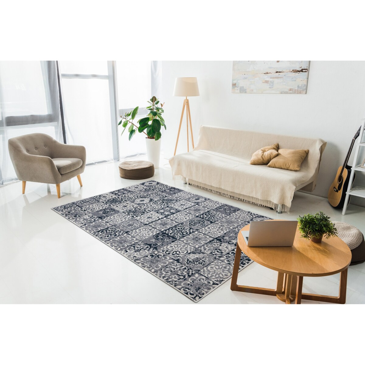 Dywan HEOS 78586 krem / niebieski PATCHWORK, 120x170 cm