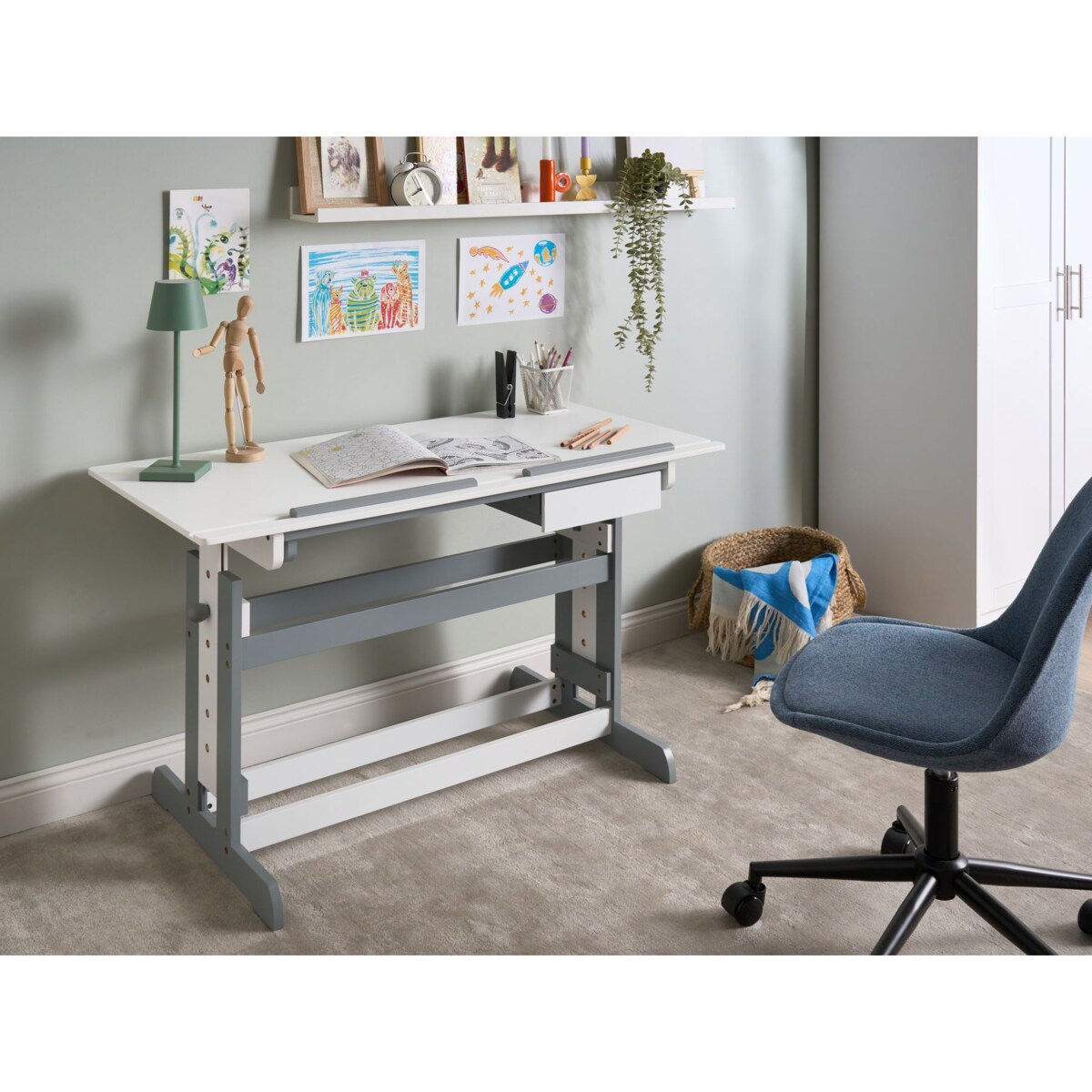 Biurko regulowane manualnie NANNUP Biały 110 cm 53 cm