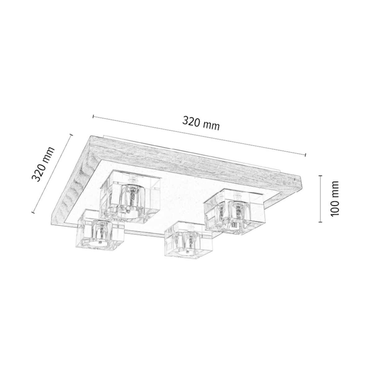 Drewniana Lampa Sufitowa BRITOP Lighting 4xG4 2,5W Dąb Olejowany FSC z Akcentem Bieli i Transparentnego Szkła, 1 szt.