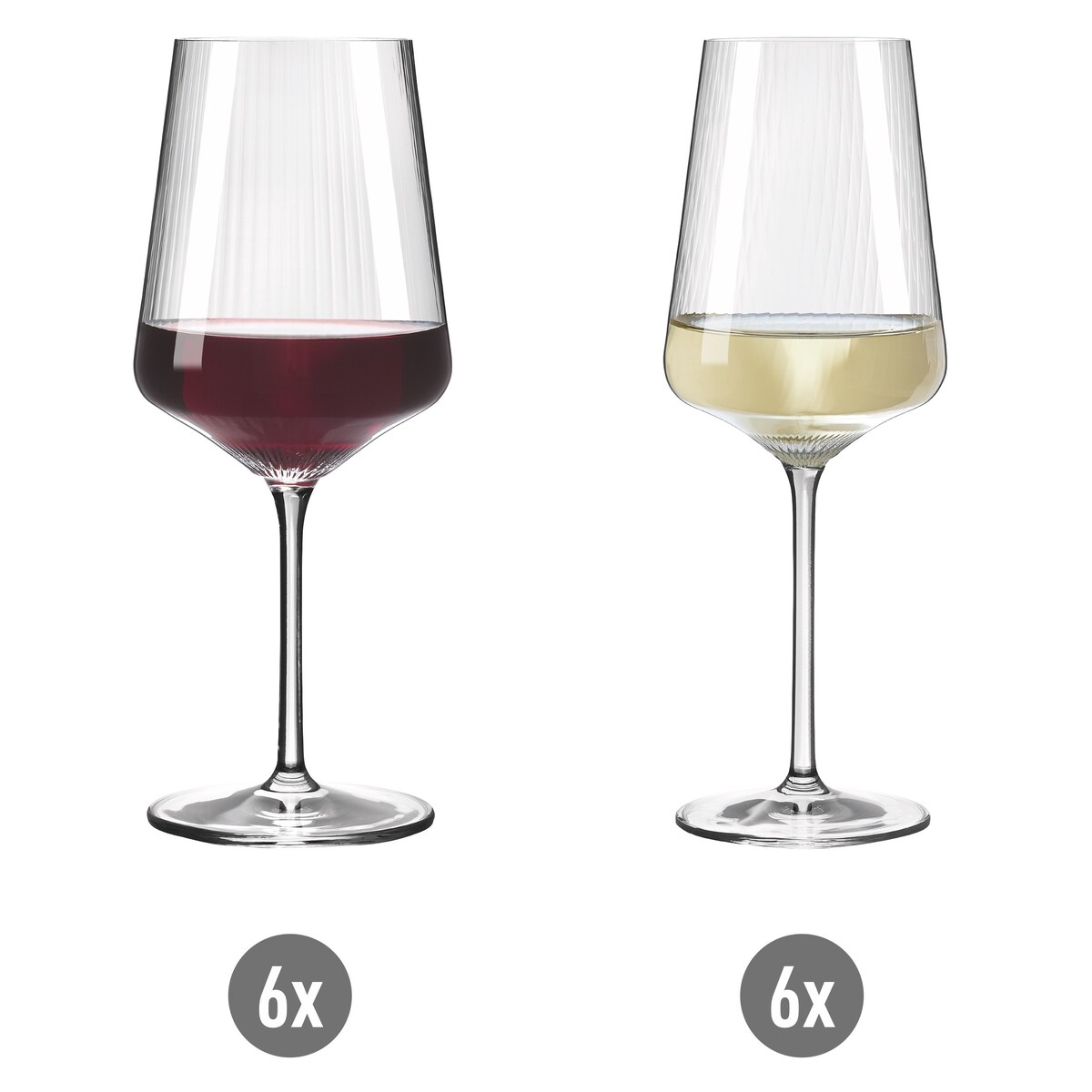 Ritzenhoff Zestaw 12 szt. Kryształowych Ryflowanych Kieliszków do Białego Czerwonego Wina Sonnenschliff