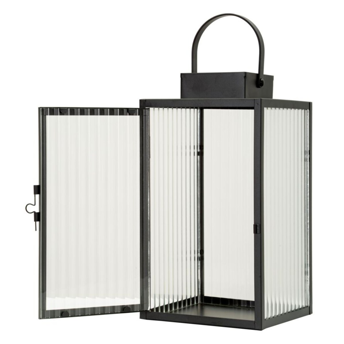 Lampion dekoracyjny Simply, kolor czarny, metal i szkło, 15,5 x 15,5 x 28,5 cm, styl nowoczesny, dekoracja do salonu, Mauro Ferretti