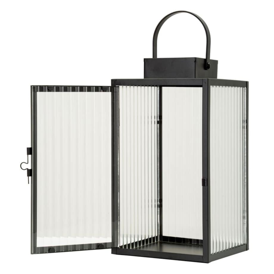 Lampion dekoracyjny Simply, kolor czarny, metal i szkło, 15,5 x 15,5 x 28,5 cm, styl nowoczesny, dekoracja do salonu, Mauro Ferretti