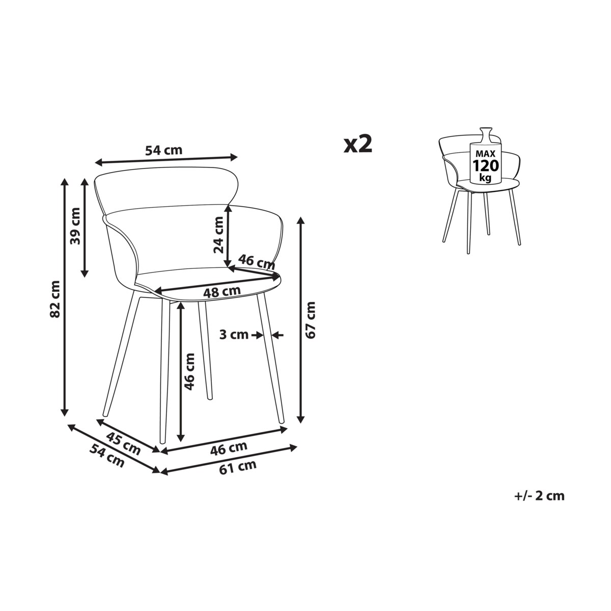 Zestaw 2 krzeseł do jadalni szary SUMKLEY