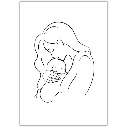 plakat line art mother with child 30x40 cm