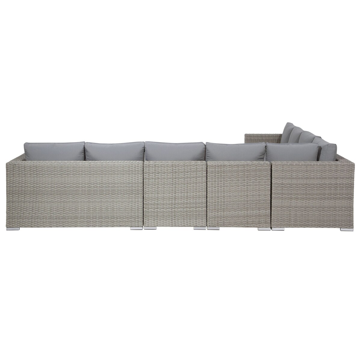Zestaw ogrodowy ze stolikiem dla 8 osób XXL Prawostronny Modułowy Technorattan Szary