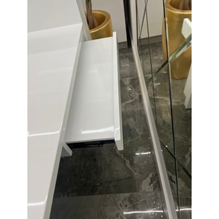 Nowoczesna biała złota lada sklepowa / recepcja Exclusive White 140x60x115 / do sklepu / do hotelu / do salonu