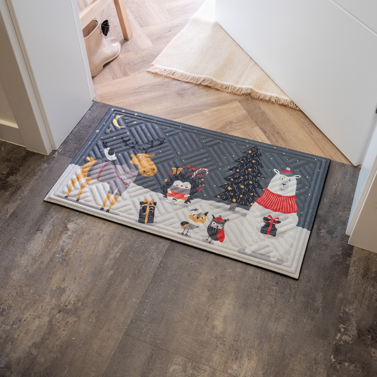 Wycieraczka świąteczna gumowa 45x75 cm Xmas Party