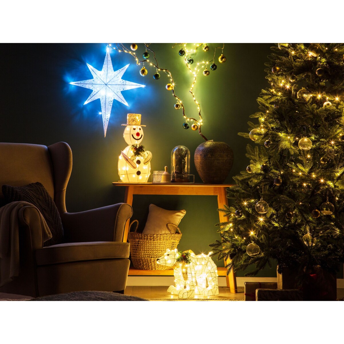 Dekoracja ogrodowa wisząca LED OSMA Gwiazda 67 cm Biały