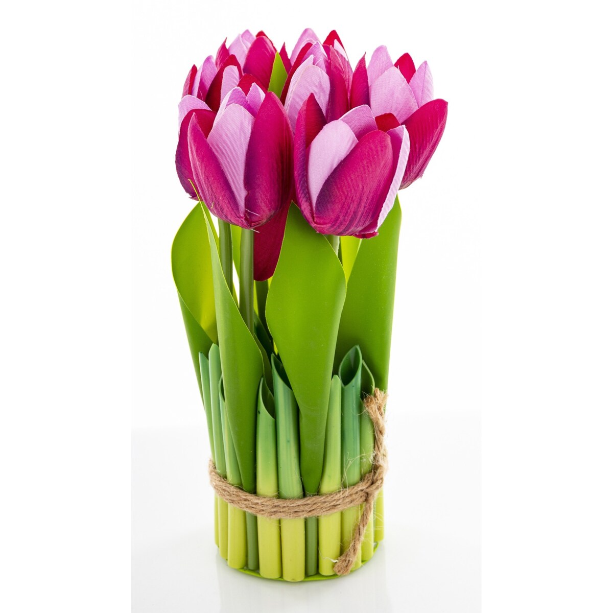 Dekoracja - bukiet sztucznych kwiatów 20x10x10 cm TULIPANY różowe ciemno-jasne