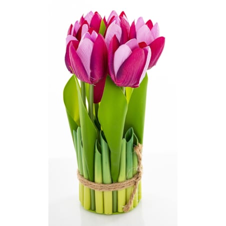 Dekoracja - bukiet sztucznych kwiatów 20x10x10 cm TULIPANY różowe ciemno-jasne