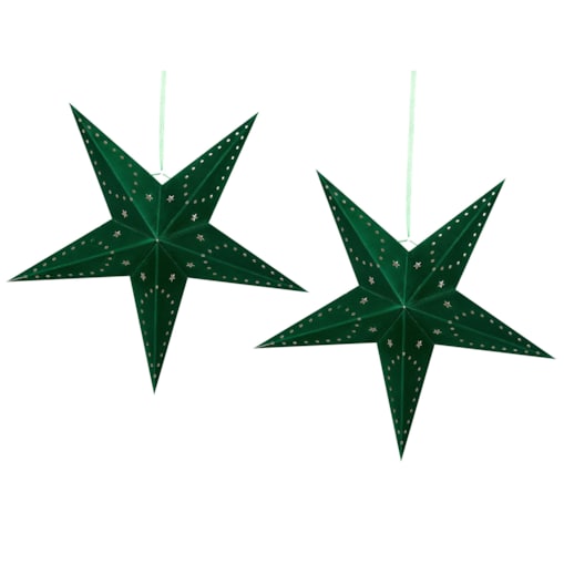Zestaw 2 wiszących gwiazd welurowych LED 60 cm zielony MOTTI
