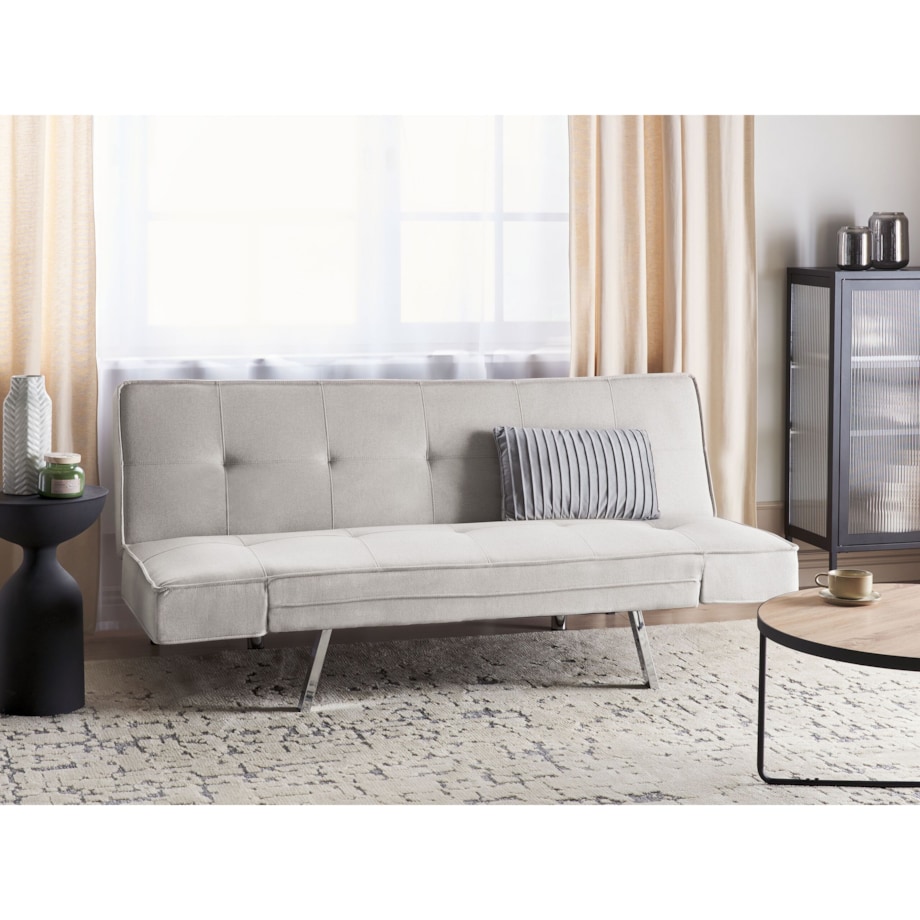 Tapicerowana sofa rozkładana beżowa BRISTOL