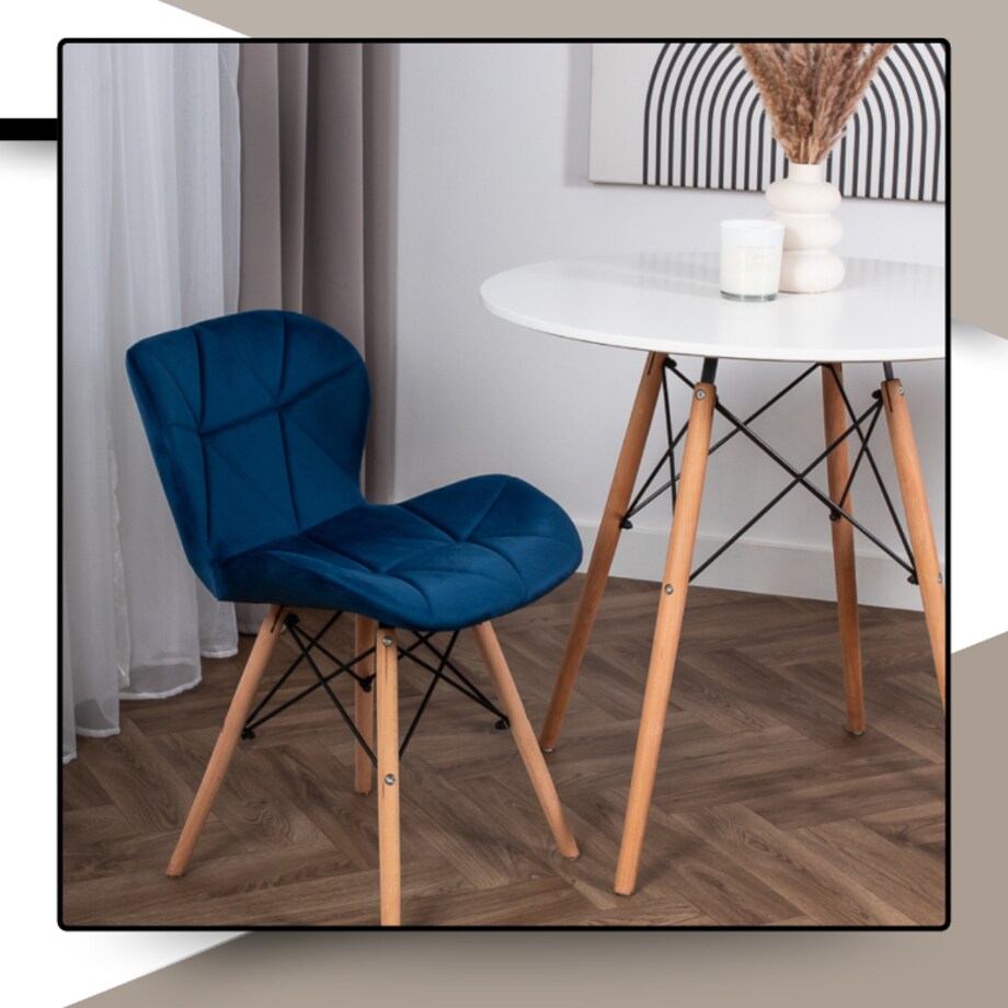 Krzesło Tapicerowane Welurowe Do Jadalni Salonu Pikowane Skandynawskie