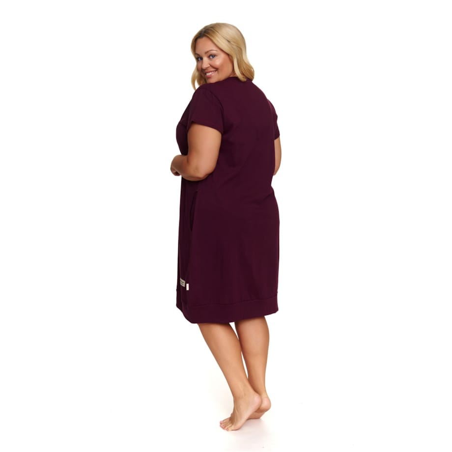 Burgundowa koszula nocna rozpinana na napy