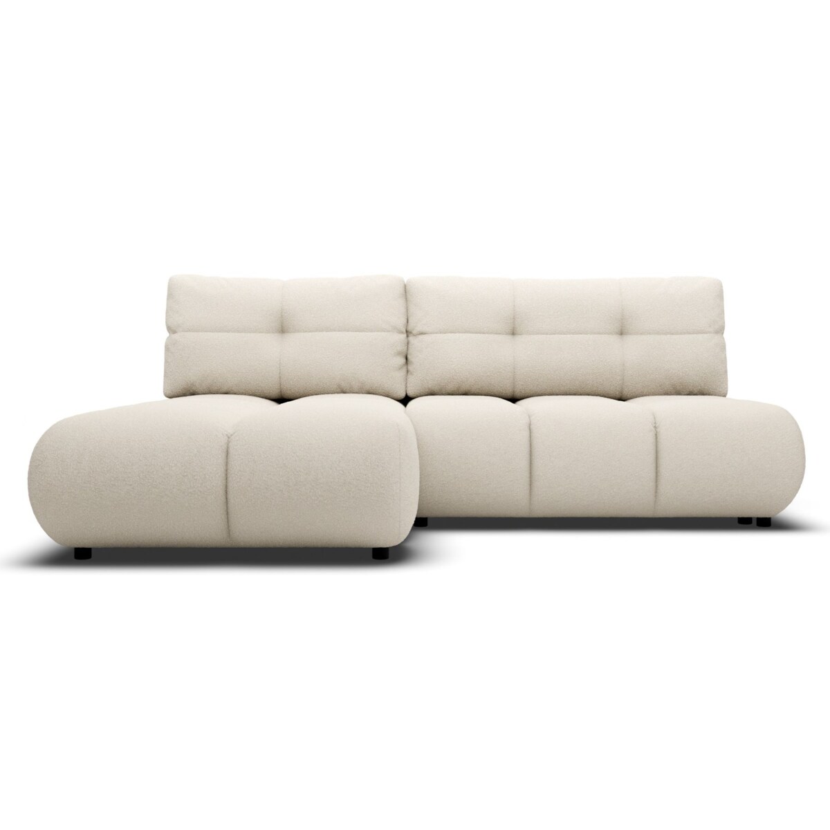 Pikowany Narożnik MILA rozkładany bez boczków lewy śmietankowy