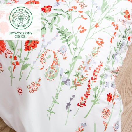 Pościel bawełniana 200x220 Cottonlove Exclusive Elyese biała w kolorowe wiosenne kwiaty