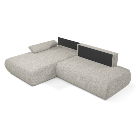 Narożnik rozkładany PENTI z pojemnikiem na pościel, lewy, szaro-beżowy