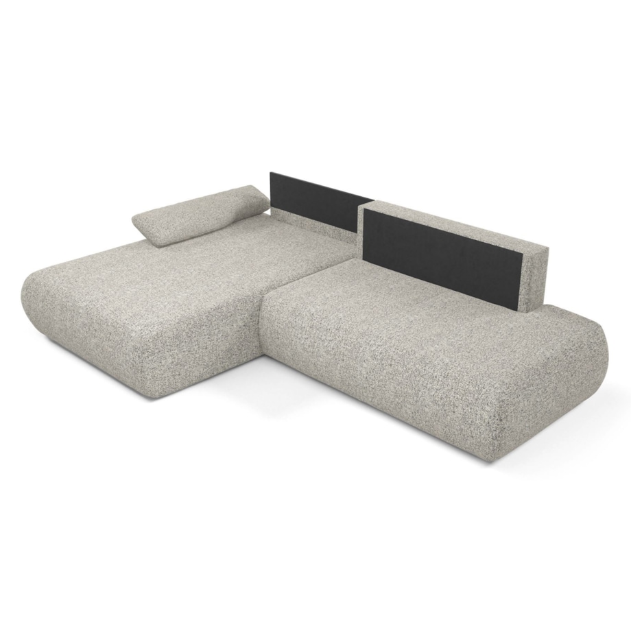 Narożnik rozkładany PENTI z pojemnikiem na pościel, lewy, szaro-beżowy