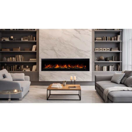 Kominek elektryczny AFLAMO Royal 3D 140 - ścienny i do zabudowy - 140x48x22 cm - kominek LED z funkcją grzania 750/1500 W