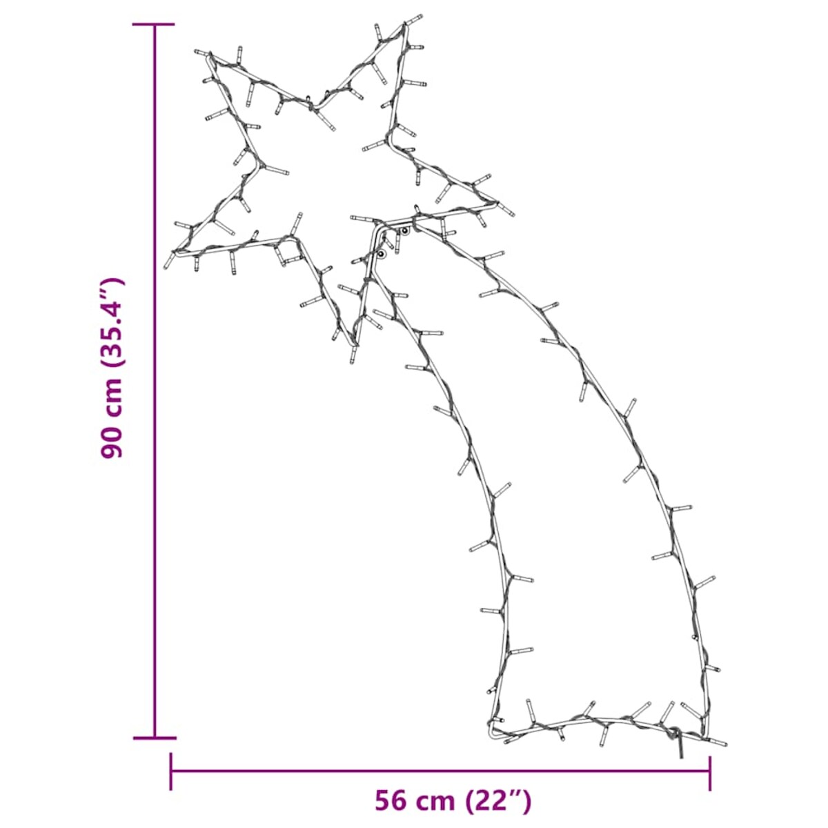 vidaXL Świąteczne lampki spadająca gwiazda sylwetka, 115 LED
