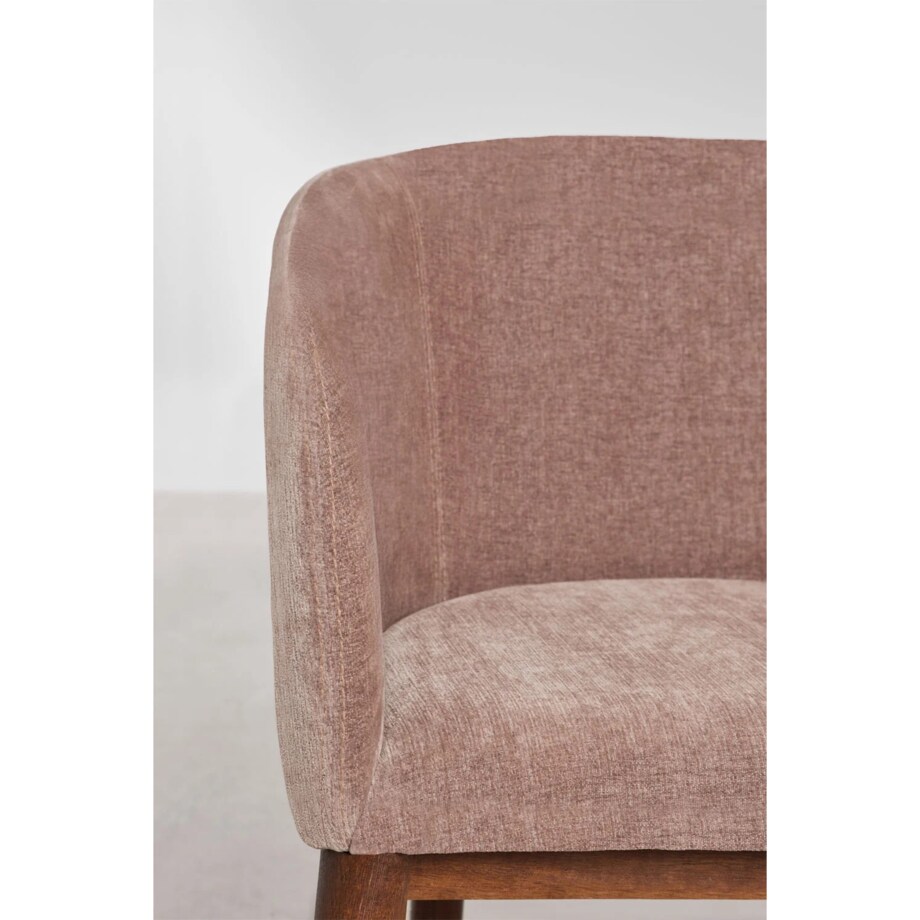 Krzesło szenilowe z podłokietnikami, herbaciany róż, ciemne nóżki, Burnia