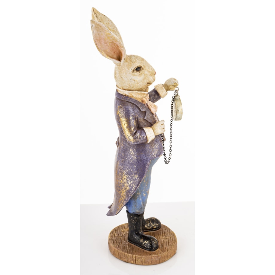 Dekoracja - królik 30x10x10 cm KOMIZO z zegarkiem