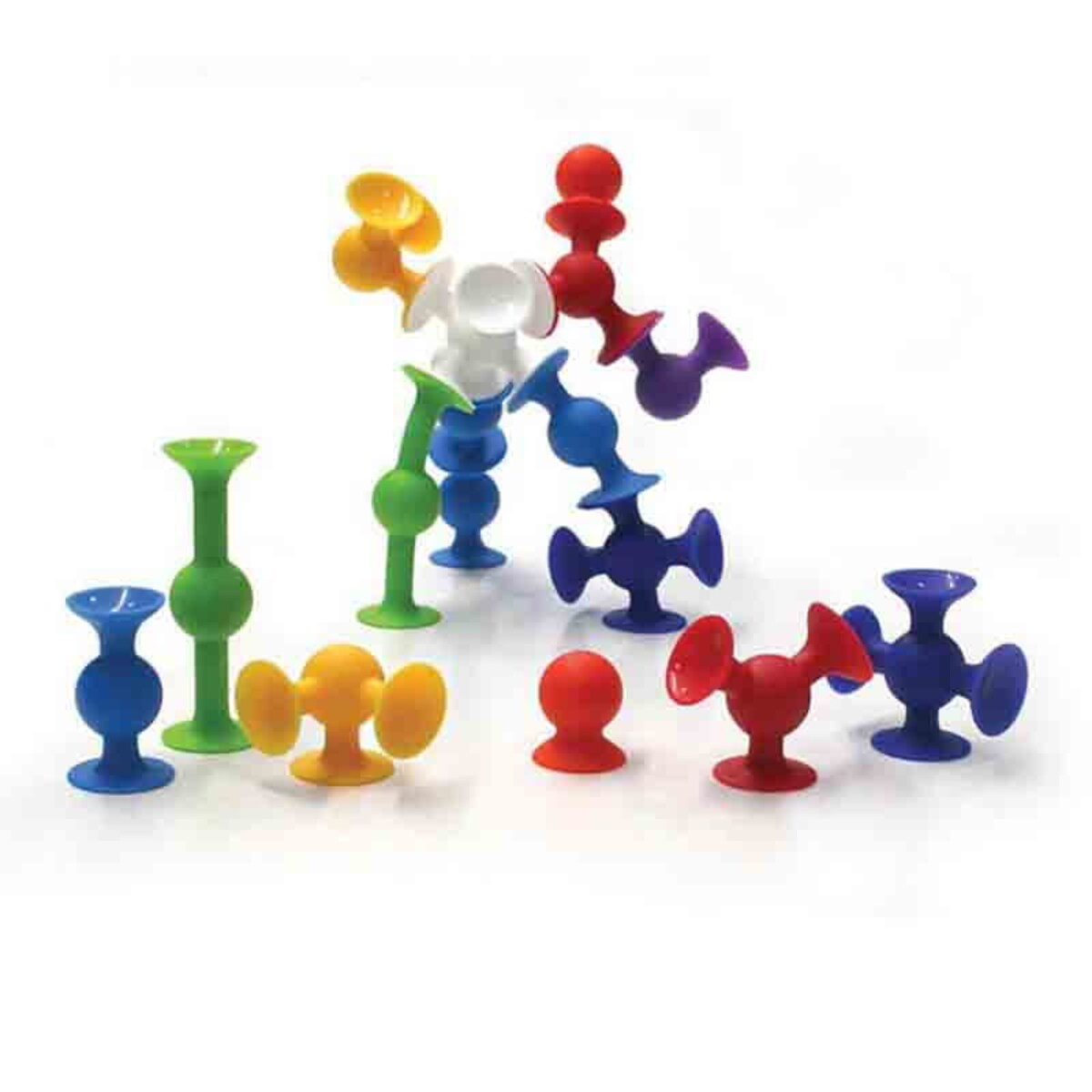 Wesołe stworki 59 el - silikonowe klocki konstrukcyjne przyssawki