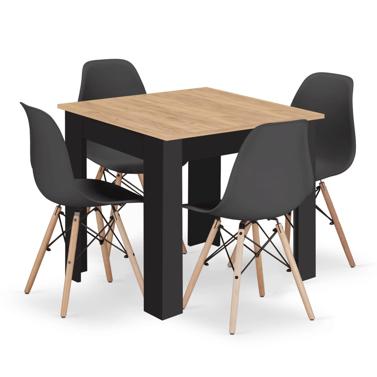 Stół Do Jadalni Kuchni Salonu Biura 80X80 Artisan + 4 Krzesła Osaka Czarny