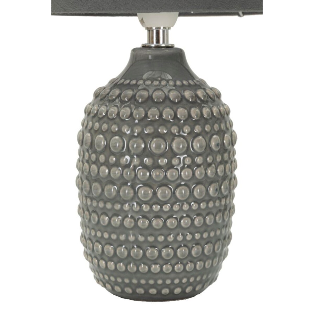 Lampa stołowa Points, kolor szary, ceramika, żelazo i tkanina, 15 x 15 x 30,5 cm, 1 x E14, styl nowoczesny, do salonu i sypialni, Mauro Ferretti