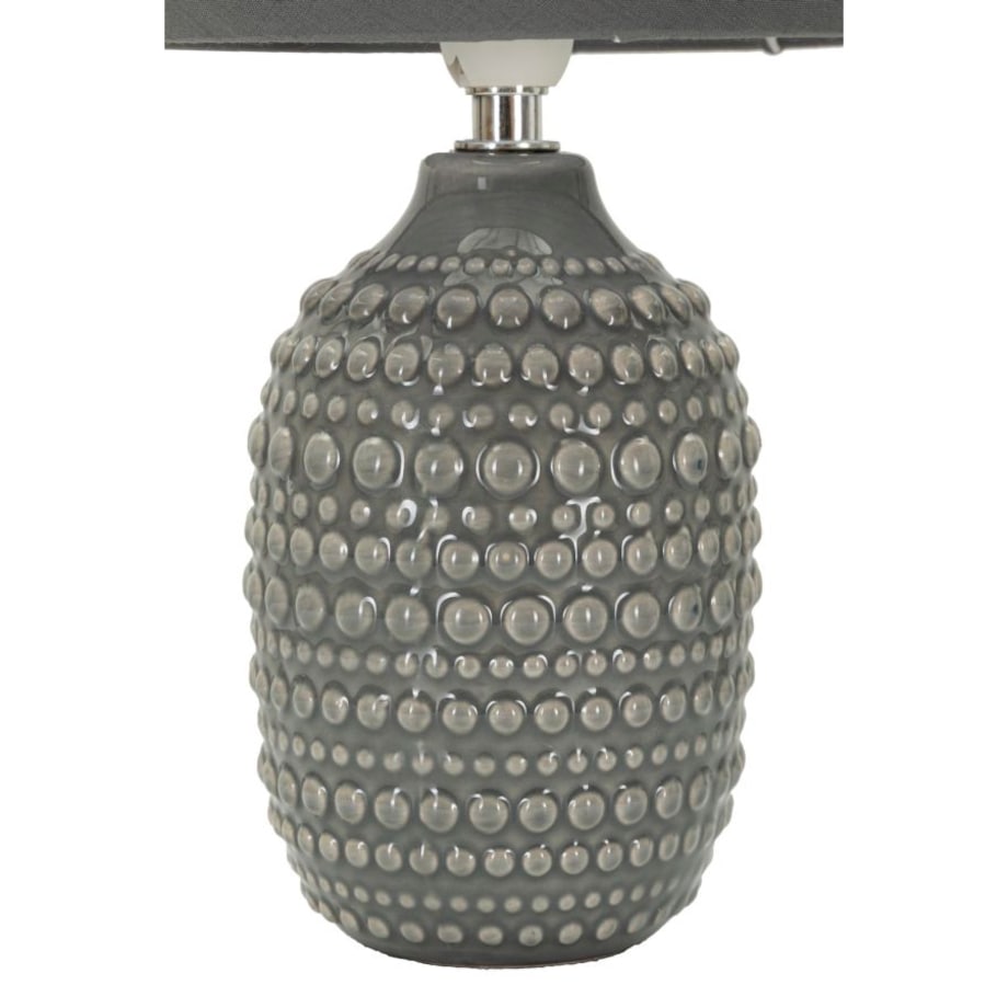 Lampa stołowa Points, kolor szary, ceramika, żelazo i tkanina, 15 x 15 x 30,5 cm, 1 x E14, styl nowoczesny, do salonu i sypialni, Mauro Ferretti