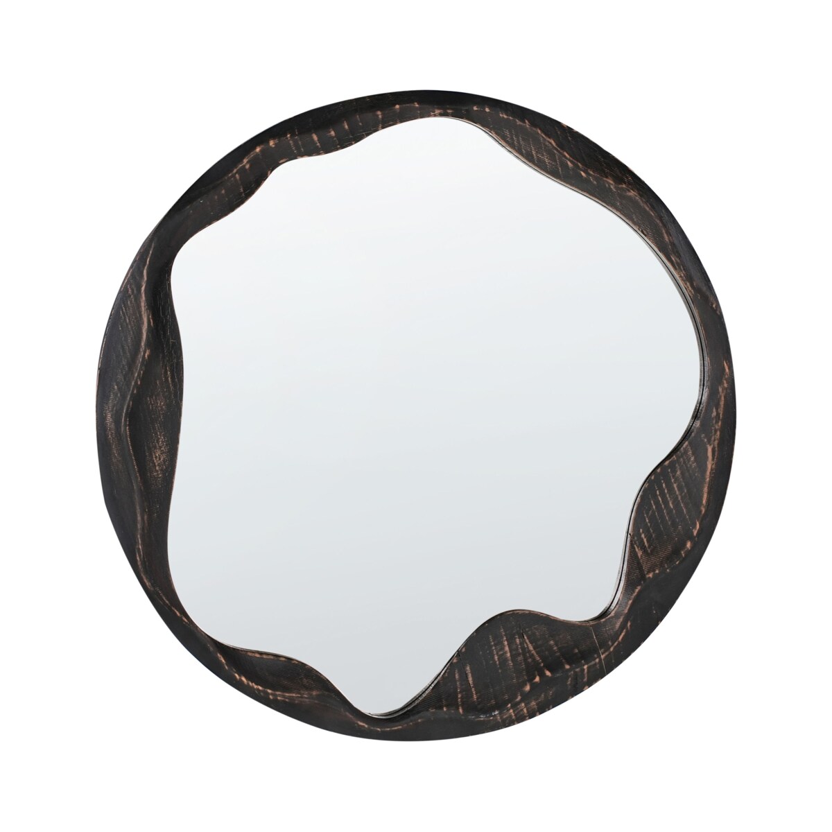 Lustro ścienne LANGON 60 cm Drewno sosnowe Ciemnobrązowy