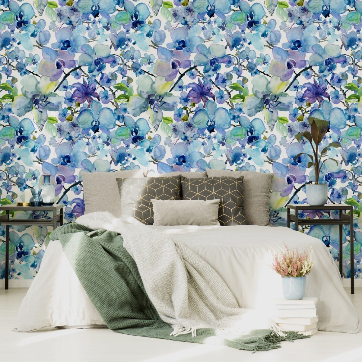 Tapeta Akwarelowe Storczyki Kwiaty Natura