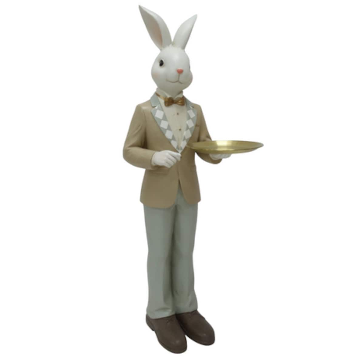 Figurka ceramiczna - duży królik 56,5x20,3x19,6 cm TYNEK z tacą