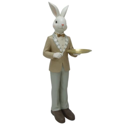 Figurka ceramiczna - duży królik 56,5x20,3x19,6 cm TYNEK z tacą