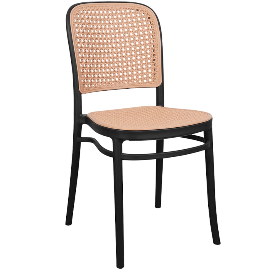 Krzesło plastikowe czarne plecione do salonu jadalni klasyczne z oparciem