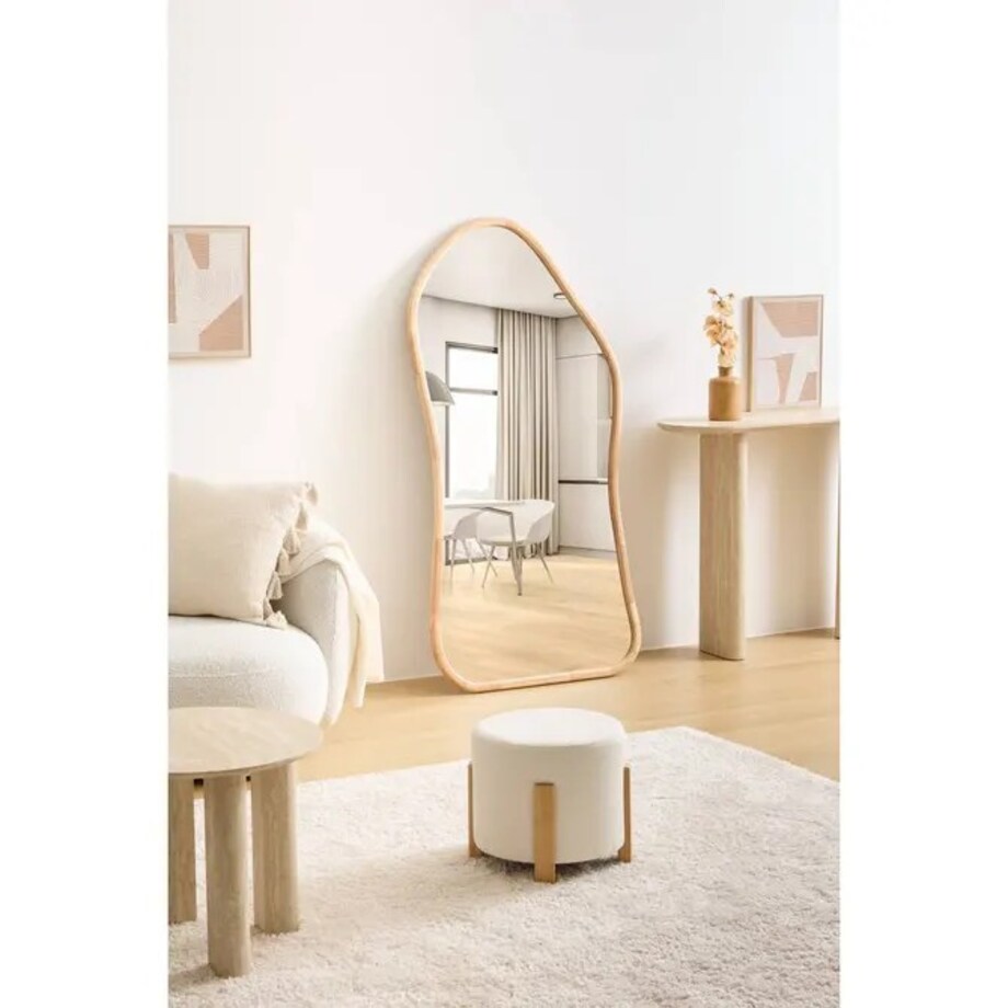 Lustro w falistej ramie, naturalne, drewno kauczukowe, Tamy, 150x74,5 cm