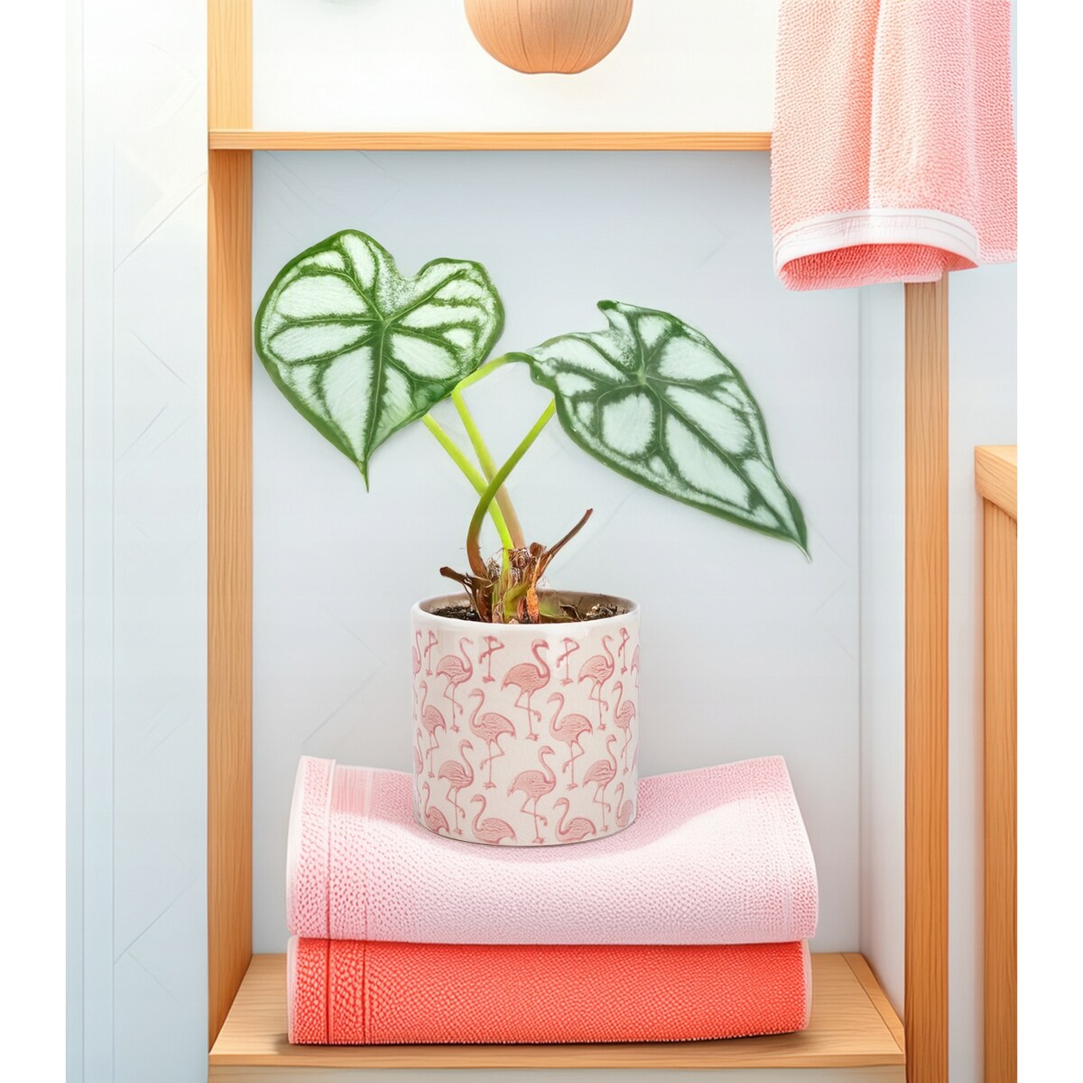 DONICZKA FLAMINGI CERAMICZNA BIAŁA 14CM FLAMING DO SALONU DOMU NA KWIATY