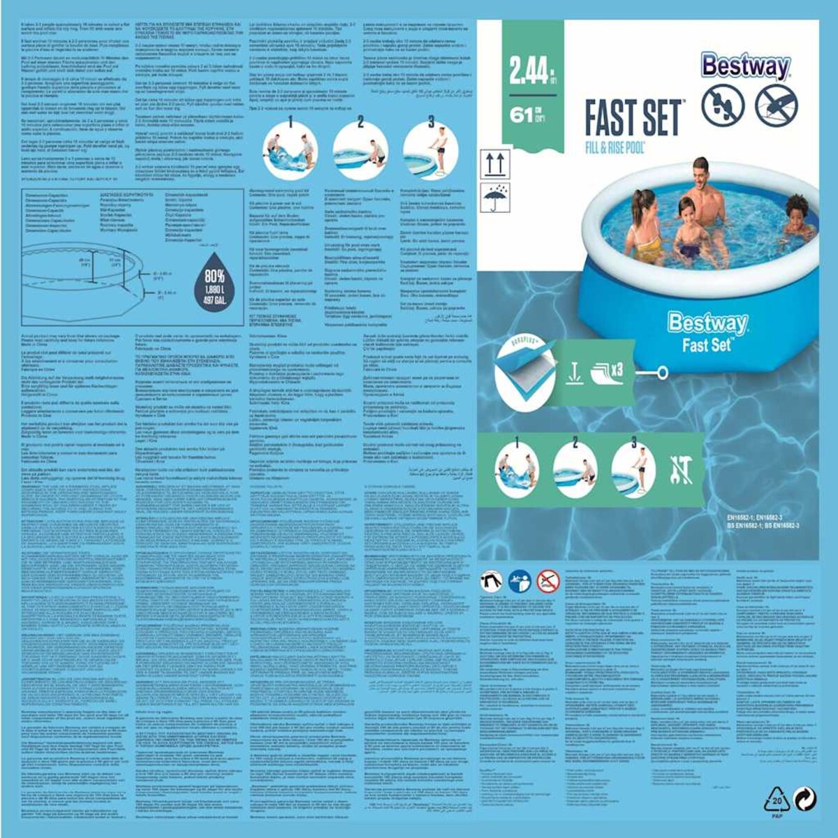 Bestway Nadmuchiwany basen Fast Set, okrągły, 244 x 61 cm, 57265