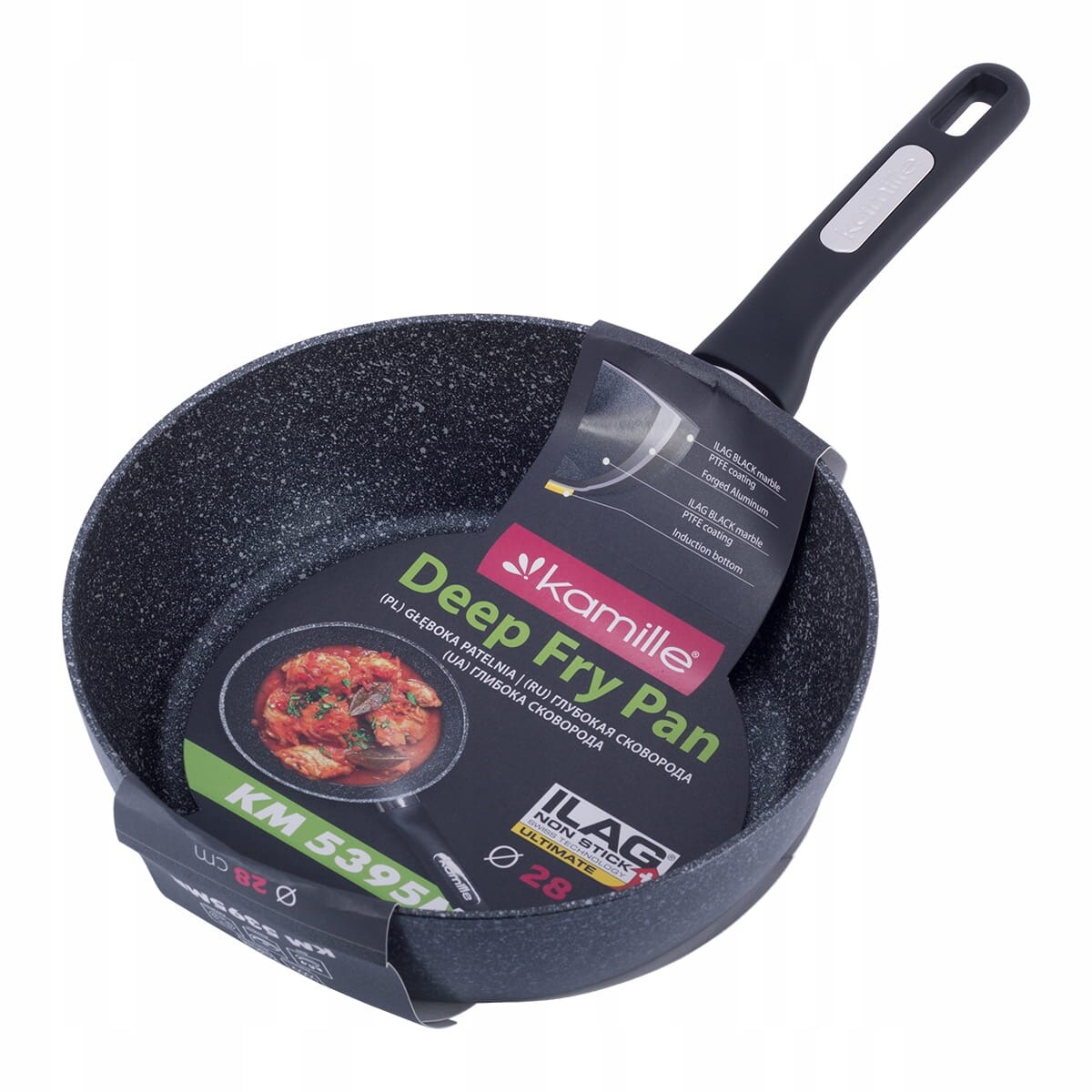 Patelnia głęboka gruba marmurowa 28cm KAMILLE