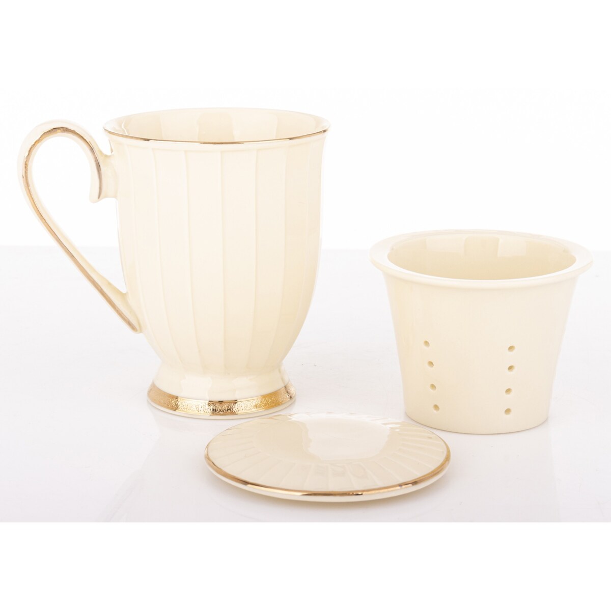 Kubek 400 ml porcelanowy z zaparzaczem 9x12,5x12,5 cm VIENNA-2 ecru