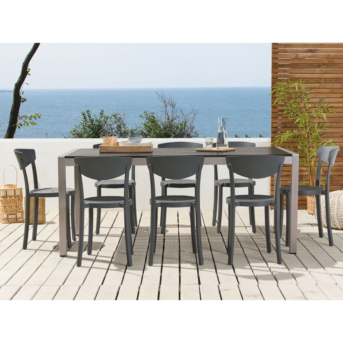 Zestaw 8 krzeseł do jadalni ciemnoszary VIESTE