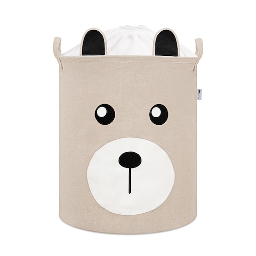bawełniany kosz na zabawki sipo, zamykany na ściągacz, beżowy miś, xl