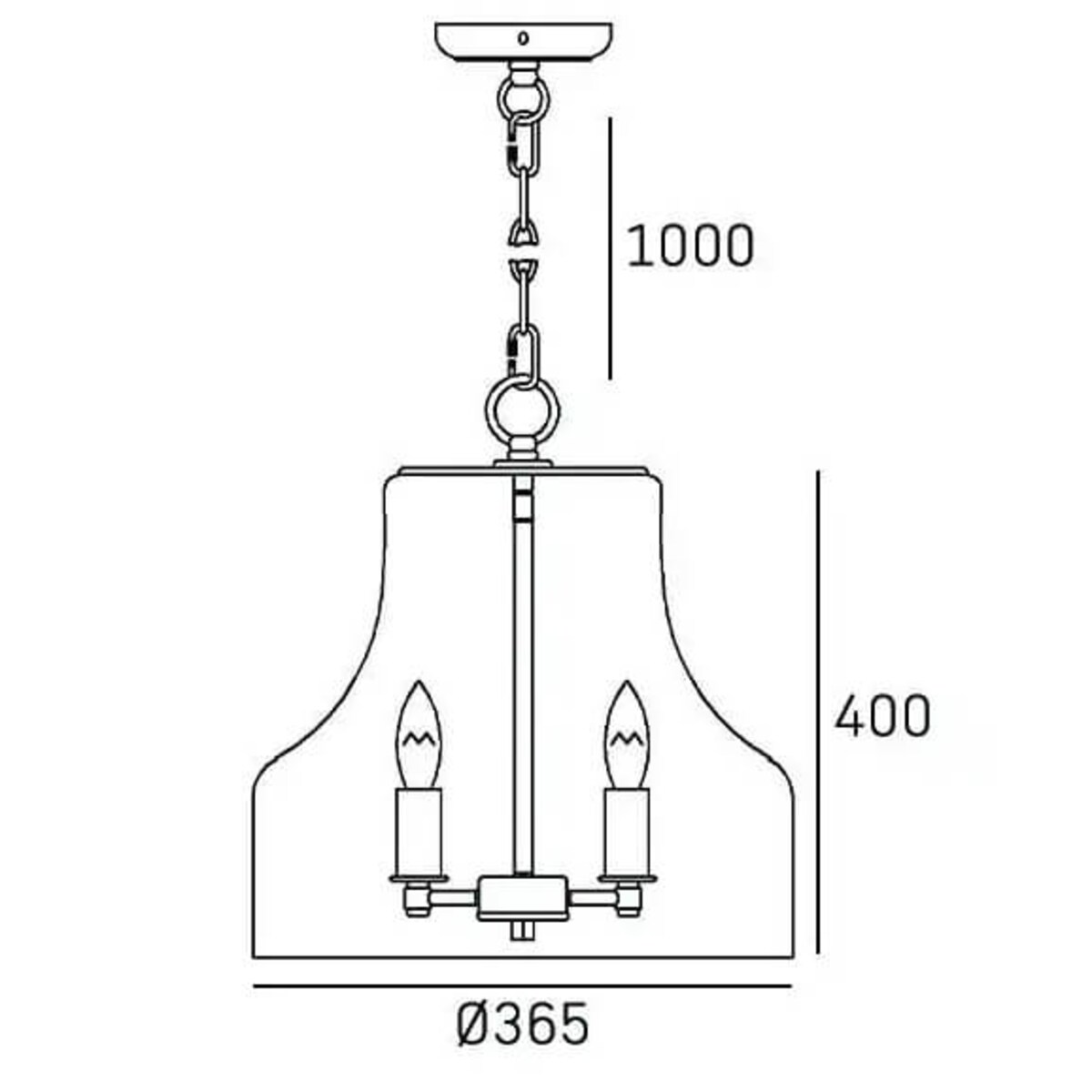 Wisząca lampa retro Prague szklany zwis na łańcuchu chrom