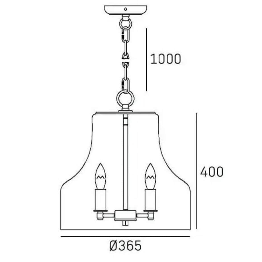 Wisząca lampa retro Prague szklany zwis na łańcuchu chrom