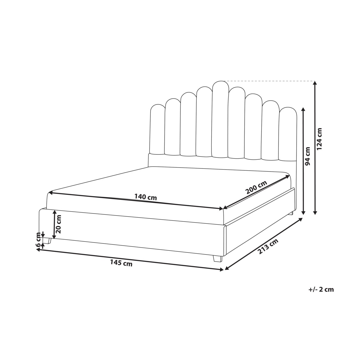 Łóżko Welur VINCENNES 140 x 200 cm Pastelowy róż